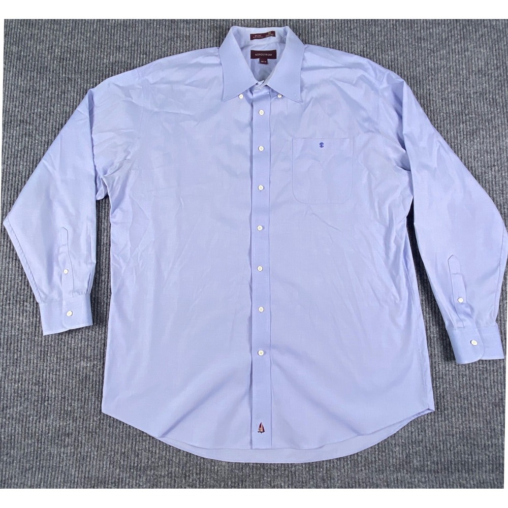 Nordstrom Dress Shirt Mens 18.5 36 Light Blue Smartcare Wrinkle Free Business